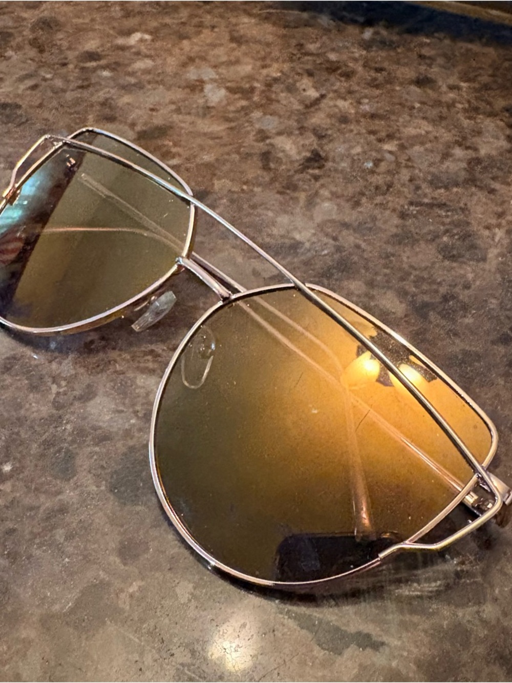 Quay Australia Gold Aviator Sunglasses with Amber Mirrored Lenses